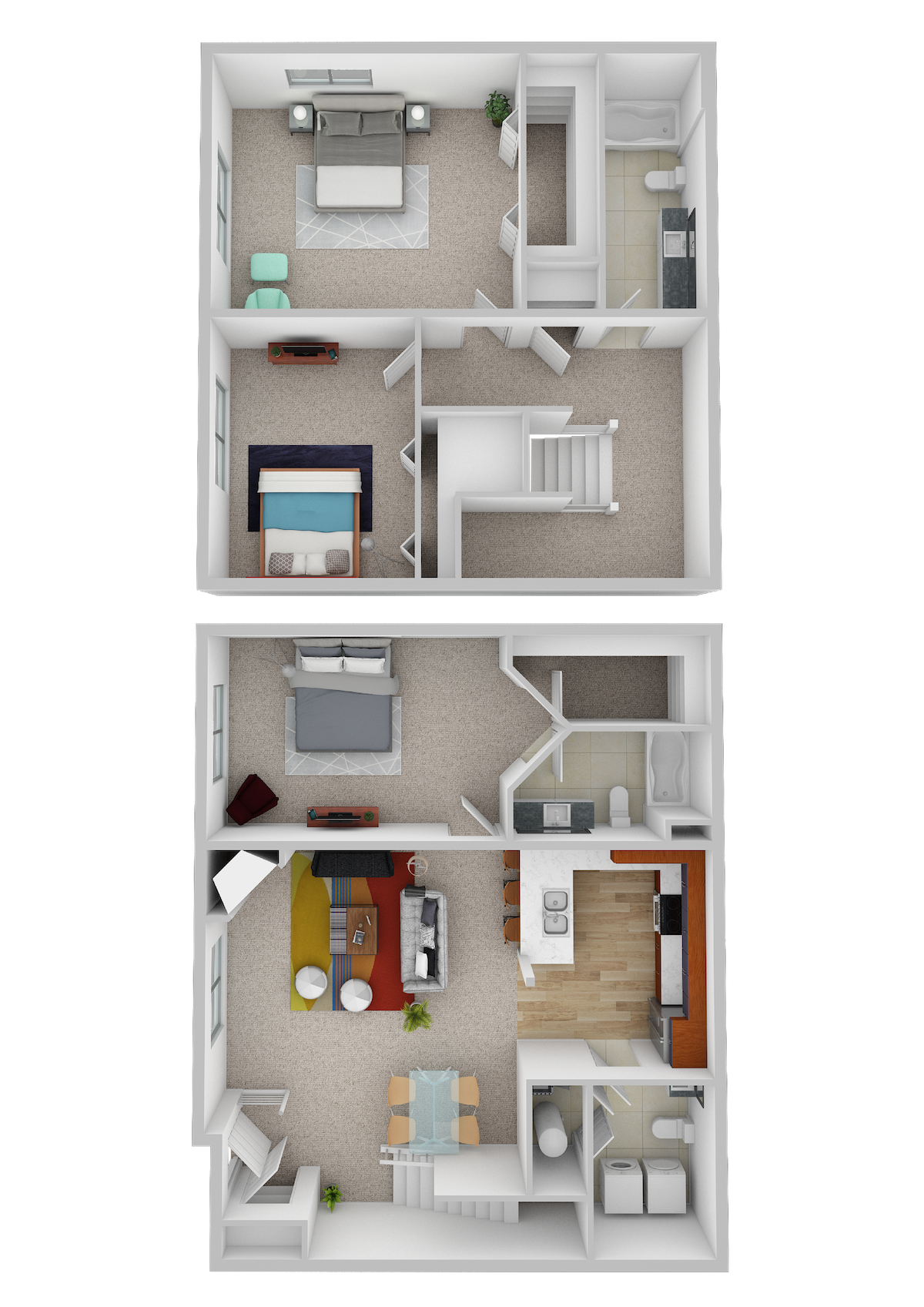Floor plan for 3 beds, 2 baths, 1970 sqft